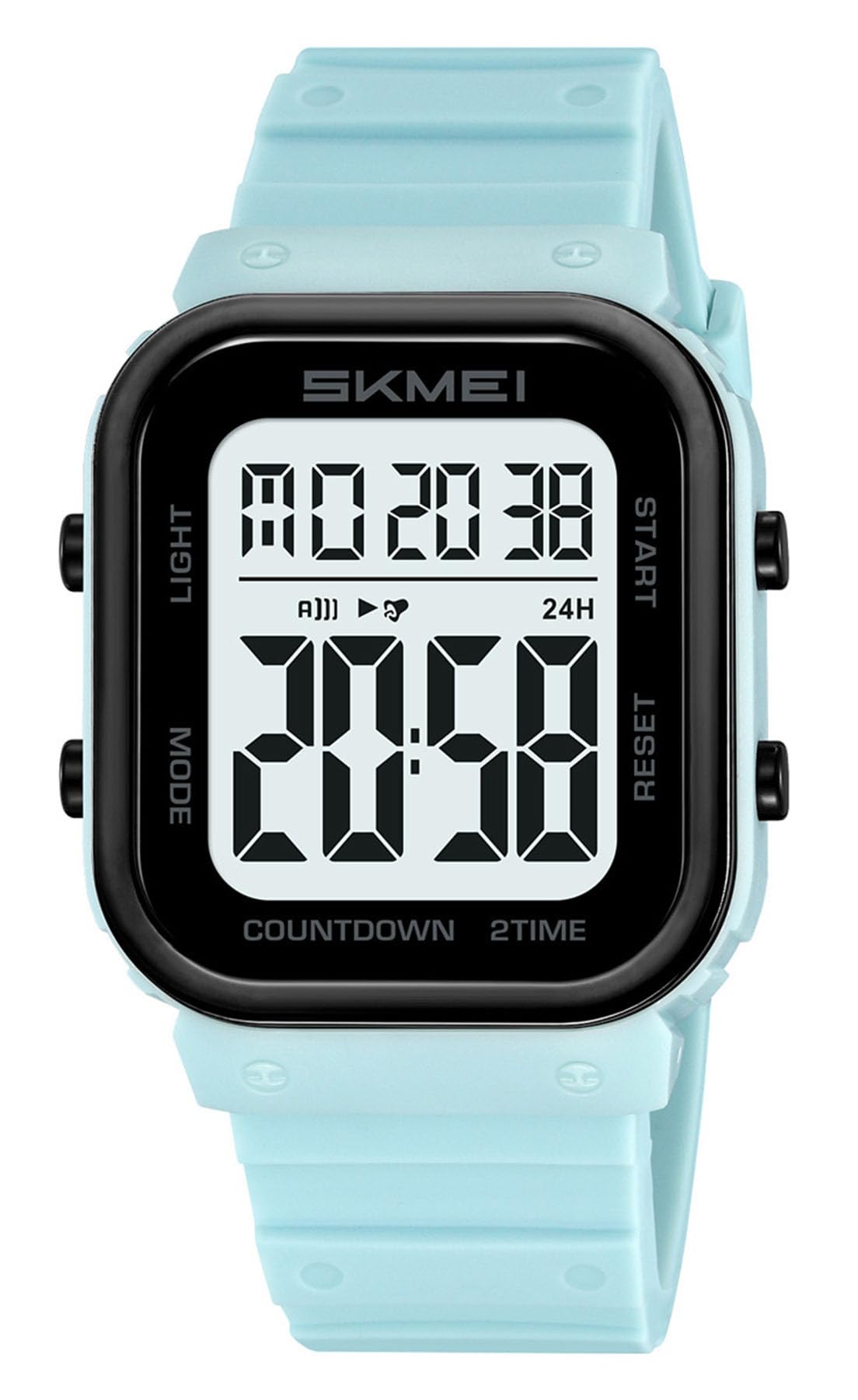 Gosasa Unisex Digital Watch Women Men Multifunction Outdoor Sport Watches Casual Silicone Strap Stopwatch Alarm Countdown Dual Time 50M Waterproof for Women Men, Y Blue, Modern