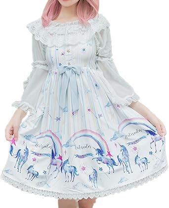 Amazon Co Jp キャラメルボンボン Caramelbonbon レディースファッション ドリーミングユニコーン ジャンパースカート Jsk ワンピース ロリータファッション ゴスロリ ゆめかわ 原宿系 青文字系 服 ファッション小物