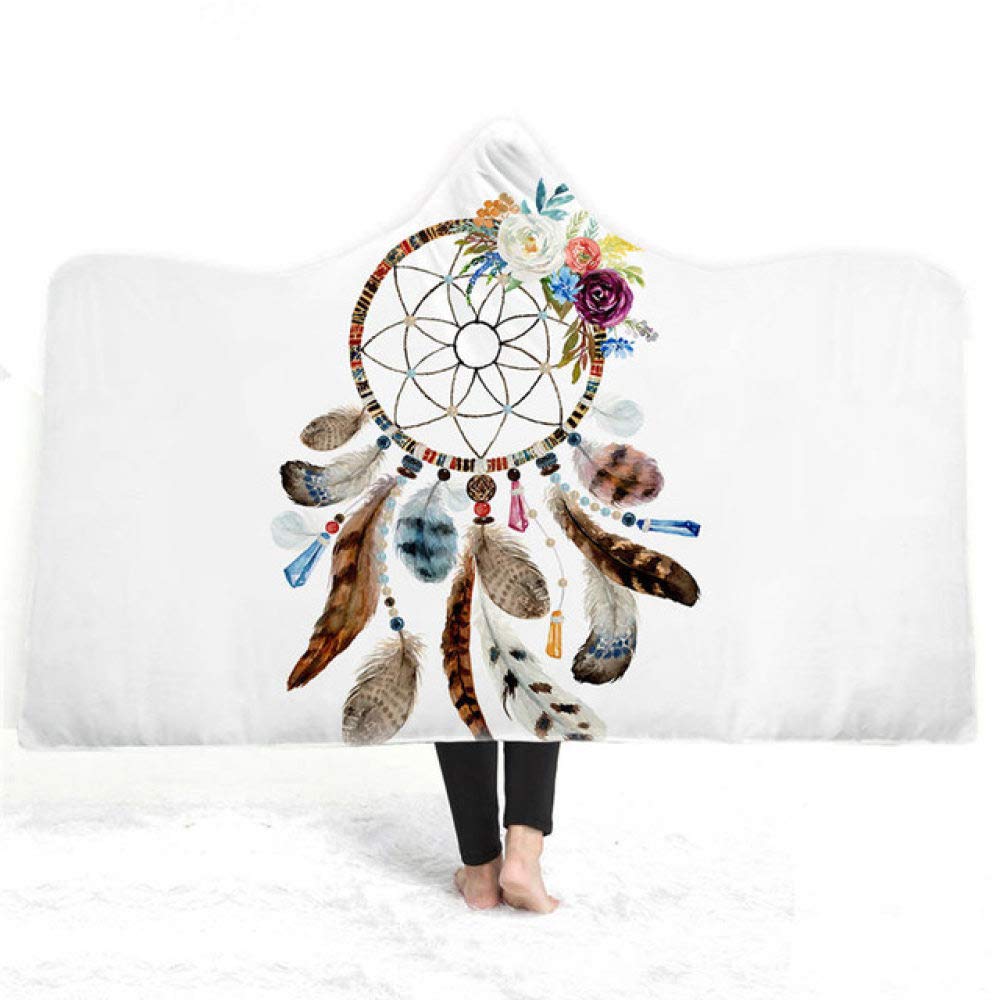 SUISUIYU Blanket Hoodie Blanket Bohemia Throw Hooded Blankets Soft Winter Warm Travel Sofa Bed for Kids Children,004,150x200 cm