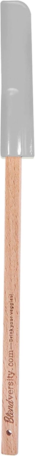 Skinny + Extended Length SPATULA Accessory - 100% FOOD-GRADE BPA-Free Silicone - 100% Real Oakwood handle - Great for Blender Containers and hard to reach areas - Baking - Jars - Blending Parts (Gray)