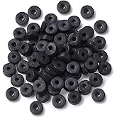 Fashewelry 100Pcs Flat Round Coconut Spacer Beads 9mm Coin Dics Loose Charm Beads for DIY Jewelry Making 2mm Hole (Black)