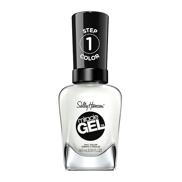 SALLY HANSEN MIRACLE GEL, GET MOD, LONG LASTING, GEL-LIKE FORMULA, NO UV LAMP NEEDED, SEMI OPAQUE, SHINY WHITE NAIL POLISH