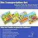 Set of 4: 9 Piece Wooden Transport Vehicles Puzzles. Kids Colorful Educational Jigsaws include Train, Tractor, Car and Ship. For toddlers and preschoolers over 3 years, by INTELLITOYZ