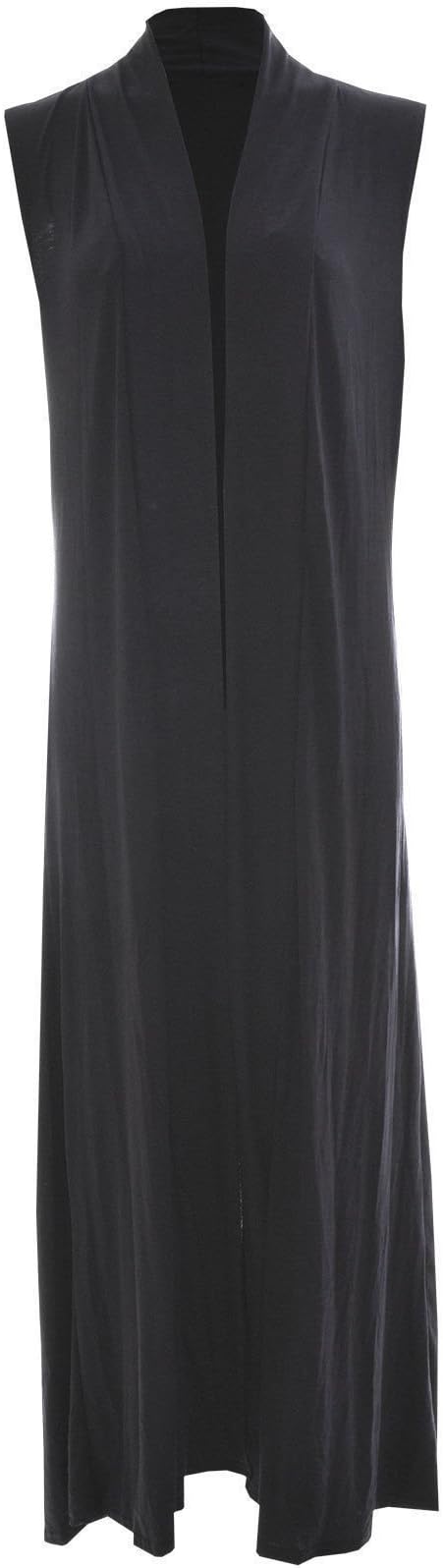 Ladies Boyfriend Long Sleeve Length Maxi Cardigans Women Open Top Plus Size 8-18 Sleeveless