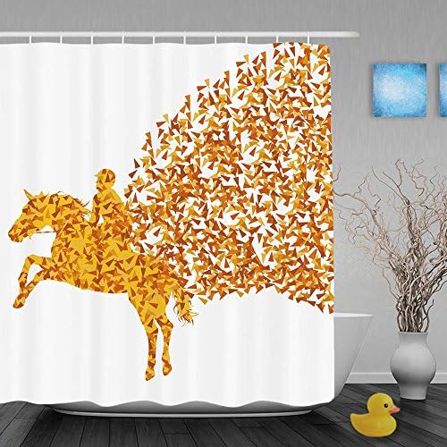 Lazade Horseback Riding Equestrian Sport Show with Horse and Rider Made of Fragments Home Decorative Polyester Shower Curtain 72x80 Inch