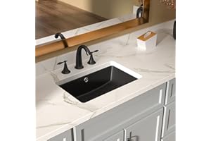 Lordear Black Undermount Bathroom Sink 18x12 Inch Black Bathroom Sinks Vanity Undermount Rectangle Porcelain Ceramic Sinks Under Counter Lavatory Sink Basin with Overflow