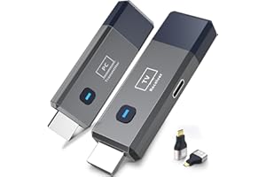 QISOABLE Wireless HDMI Transmitter and Receiver 328ft/100m Extender 4K Decode Input 1080P Output Plug&Play Low-Latency Dual-Band 2.4G/5.8G for Video and Audio to Monitor from PC/Projector/TV Box