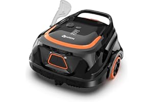 WINNY POOL CLEANER Robotic Pool Vacuum for Above Ground Pools, Dual Filters, Self-Parking, 120-Min Runtime & 2.5h Fast Charging, Powerful Suction, Ideal for Flat Pools up to 1076 sq.ft (Black Tangerine)