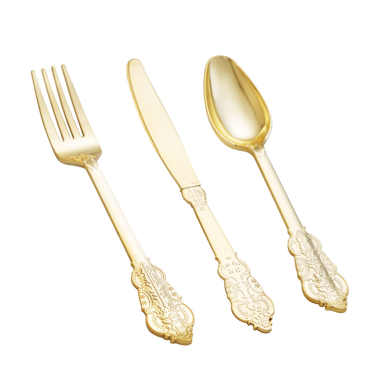 Photo 1 of BUCLA 600 Pieces Gold Plastic Silverware - Plastic Gold Utensils - Heavyweight Disposable Cutlery - 200 Forks, 200 Spoons, 200 Knives