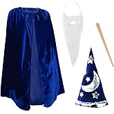 Tigerdoe Wizard Costume for Kids 4 PC Set - Wizard Hat, Cloak, Beard and Wand – Wizard Accessories