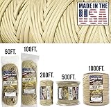 TOUGH-GRID 750lb Buckskin (Desert Sand) Paracord/Parachute Cord - Genuine Mil Spec Type IV 750lb Paracord Used by The US Military (MIl-C-5040-H) - 100% Nylon - Made in The USA. 50Ft. - Buckskin