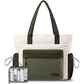 LOVEVOOK Tote Bag for Women, Puffer Work Tote with Zipper, Compartments, Travel Handbag for Nurse, Teacher, Daily Use, Gym