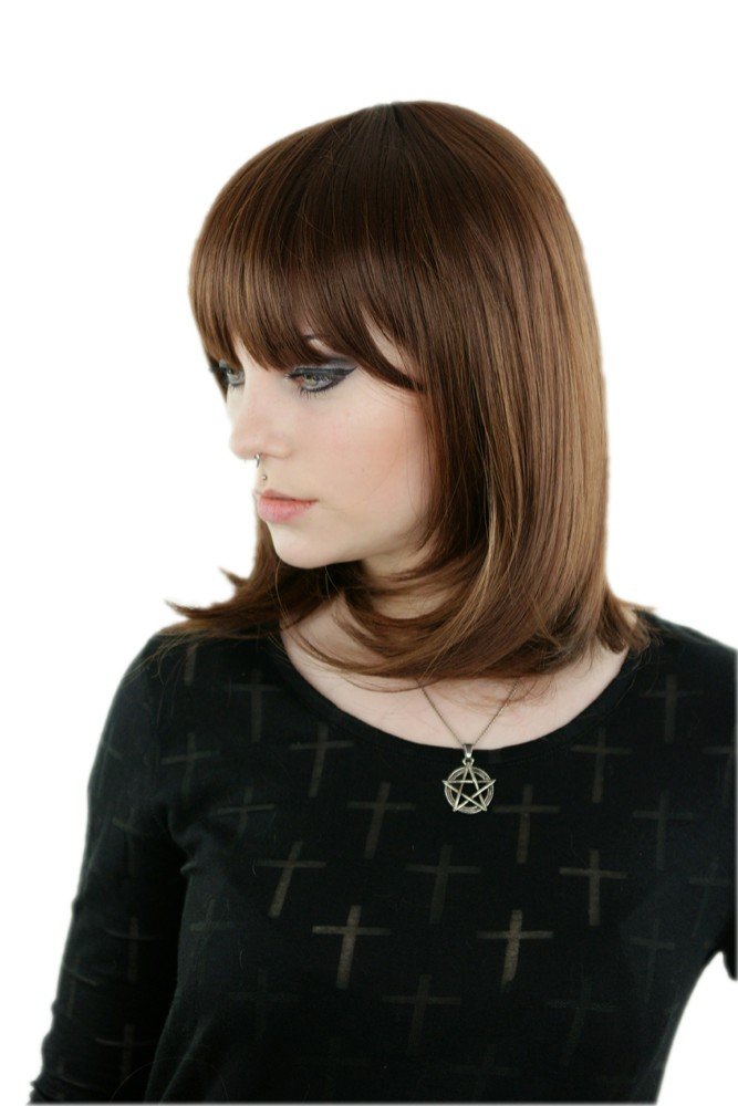 Prettyland - C260 Mid Medium Length Brunette Brown Straight Hair Everyday Wig