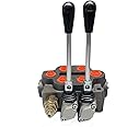 Lfhelper 2 Spool Hydraulic Control Valve, 25 GPM/3000 PSI Hydraulic Directional Control Valve Double Acting Hydraulic Valve, pring Center, Straight Handle for Small Tractors/Tractors Loaders