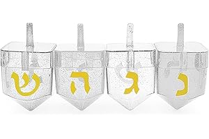 THE DREIDEL COMPANY Dreidel Company Hanukkah Fillable Transparent Clear Can Be Filled with Gelt or Chocolate (4-Pack)