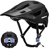 Favoto Adult Mountain Bike Helmet for Men & Women, Magnetic Buckle MTB Helmet with Removable Visor, Lightweight for Commuting & Off-Road Cycling
