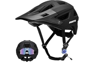 Favoto Adult Mountain Bike Helmet for Men & Women, Magnetic Buckle MTB Helmet with Removable Visor, Lightweight for Commuting & Off-Road Cycling