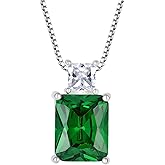 STARCHENIE Princess/Emerald Cut Birthstone Pendant Necklace for Women 925 Sterling Silver Birthday Anniversary Jewelry Gifts