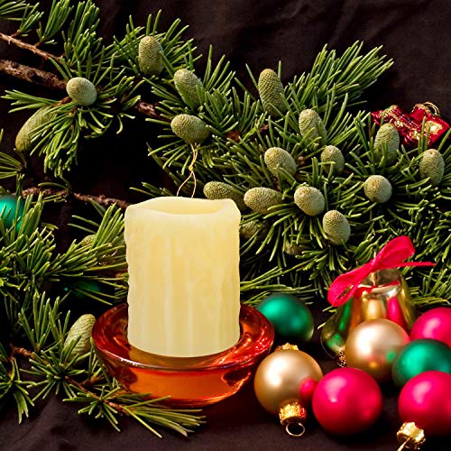 Cream Flickering Flameless Unscented LED Candles with Realistic Melted Wax Drip for Decoration (Set of 3)