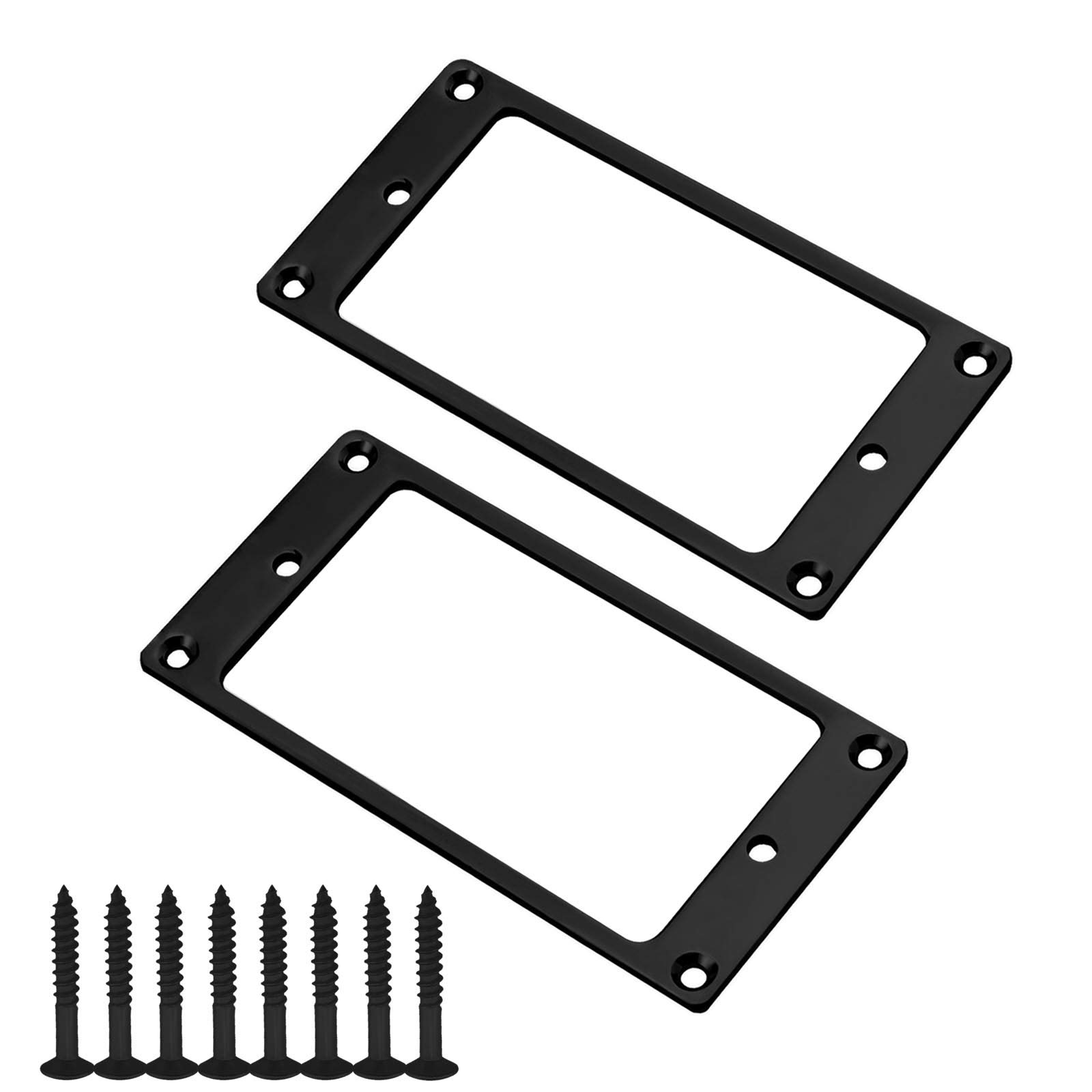 OTOTEC 2Pcs Black Humbucker Pickup Mounting Rings With Screws Fittings 92x45.5x2mm Metal Flat Pickup Cover Frame For Electric Guitar Replacement Parts