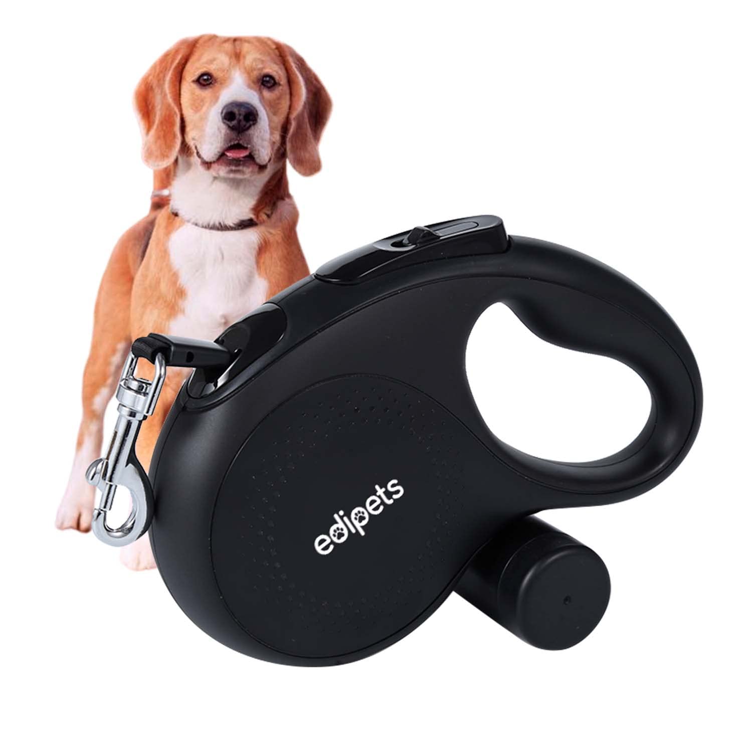 Edipets, Retractable Dog Lead, Extendable Dog Lead, 3, 5 and 8 Metres Long Flexible Tape for Training and Walking, for Small, Medium and Large Dogs (5 Metres, Black) โ image 1