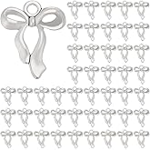 CRAFTYMELODY 100Pcs Bowknot Charms, Alloy Bow Pendants Bowknot Jewelry Bulk Dangle Charms Elegant Earring Pendants for Earrings Necklace Bracelet Keychain Jewelry Making DIY Crafts