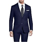 Hipfun Mens 2 Piece Slim Fit Suit Set Two Button Solid Suit Jacket Pants with Tie Notch Lapel Casual Wedding Suits
