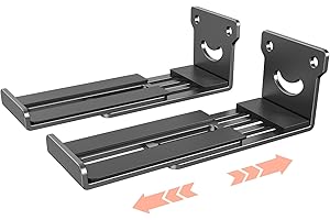 BYMECOST Universal Soundbar Wall Mount Bracket, Metal Soundbar Shelf Compatible with Depth from 3.3"-6.1", Soundbar Mount Under TV or Above TV, Holds up to 40 lbs, with Anti-Vibration Pads(Black)