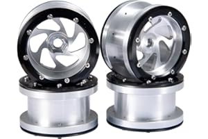 MOHERO 2.2” Alloy Beadlock 1/10 RC Wheels Rims 40mm for Crawler Axial Wraith Cars Pack of 4 (Black+Silver)