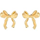 GRDSAW Gold Silver Bow Earrings for Women,Classic Ribbon Bow Stud Earrings Cute Bowknot Earrings Valentines Day Gifts for Her,Jewelry Gifts for Women