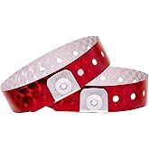 OUCHAN Holographic Plastic Wristbands Red- 100 Pack Wristbands For Events Parties