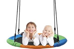 IHOMEPARK Tree Swings for Kids Outdoor, 40 Inch Diameter 600lb Weight & Adjustable Hanging Ropes Tree Swings, Great for Playground Swing, Backyard and Playroom(3 Colors)