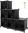 TomCare Cube Storage 6-Cube Closet Organizer Storage Shelves Cubes Organizer DIY Plastic Closet Cabinet Modular Book Shelf Organizing Storage Shelving for Bedroom Living Room Office, Black