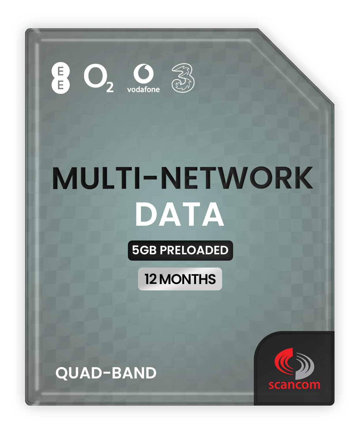 Multi-Network Data Sim - One-off Data Allowance for 12 months - Automatically Connects to EE, Three, O2 or Vodafone (5GB)