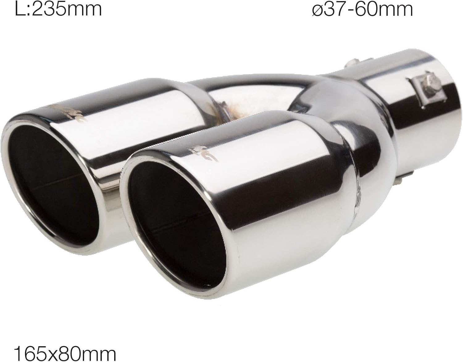 Simoni Racing Embout D'Échappement Rond Double Oblique Inox 76xL230mm - Montage 58mm