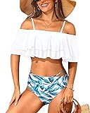 Tempt Me Women White Two Piece High Waisted Bikini