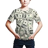 Kids Print 3D 100 Dollar Bill Money Shirts Funny Graphic Pattern Tees Shirts for Youth Boys Girls 4-14 Years