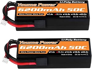 11.1V Lipo Battery, 3S Lipo Battery 6200mah 50C Hard Case Tracxas Plug for Tracxas RC Car/ Truck/Buggy, RC Boat, Airplane, UAV, Drone(2 Packs)