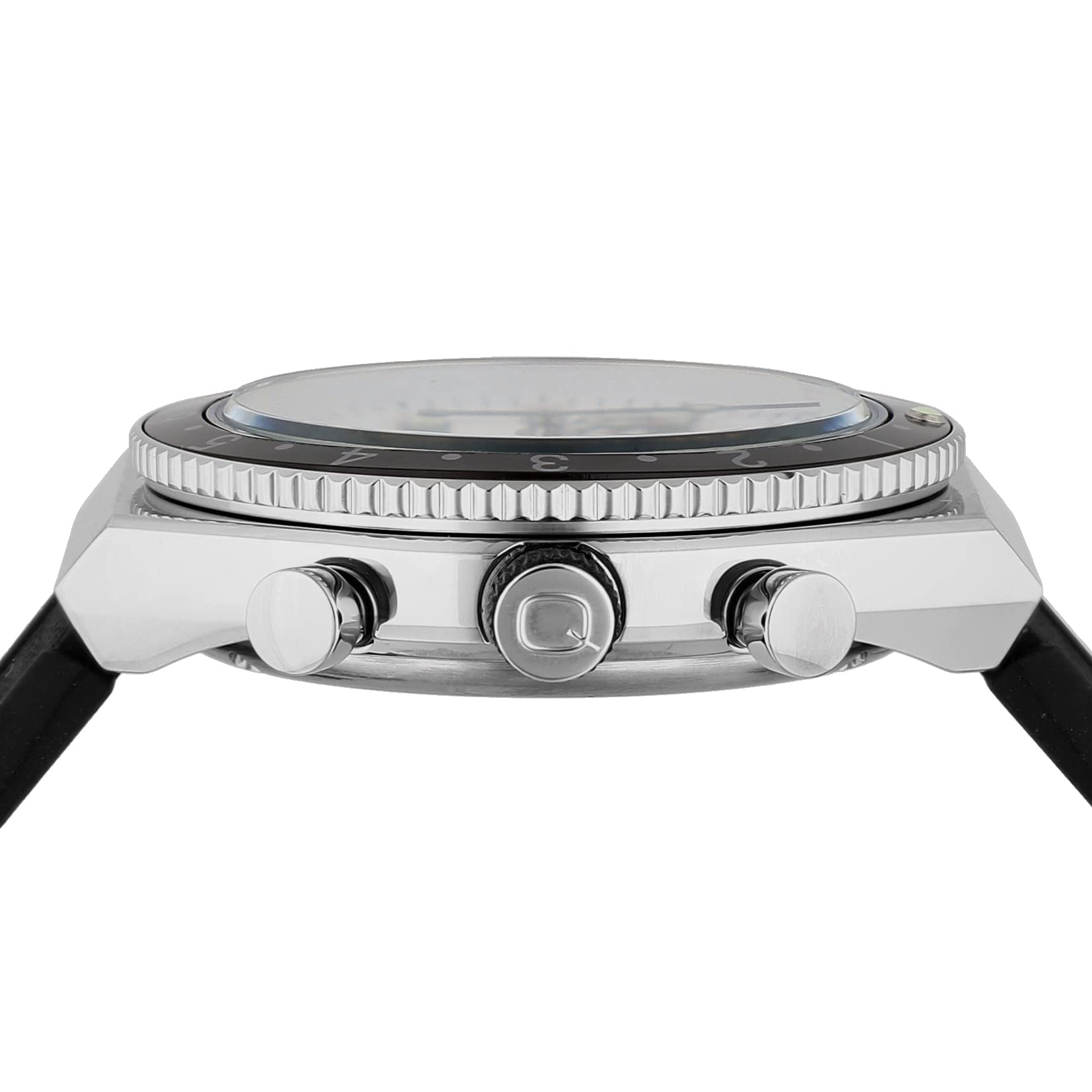 TIMEX Timex Q GMT Chronograph Black Dial Stainless Steel Quartz 40MM Watch TW2V70100 Men's, Black