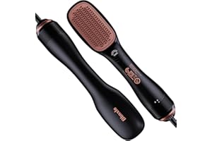 Blmxle Hair Dryer Brush, Anti-Scald and Anti-frizz Blow Dryer Brush with Negative Ion, Large Professional Fast-Heat-up Hot Air Brush Straightener for Travel, Gifts for Wife Mom and Friend, Black