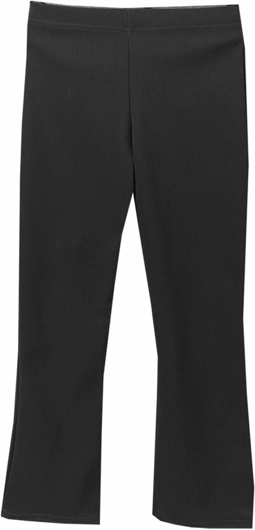 Girls School Trousers, Plain Elasticated Waist Pull Up Fine Stretch Ribbed Fabric Bootleg Style Comfortable Fit