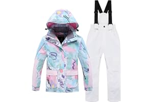 Mokitoni kids snowsuit ski suit pants jacket waterproof snowbibs for boys girls windproof