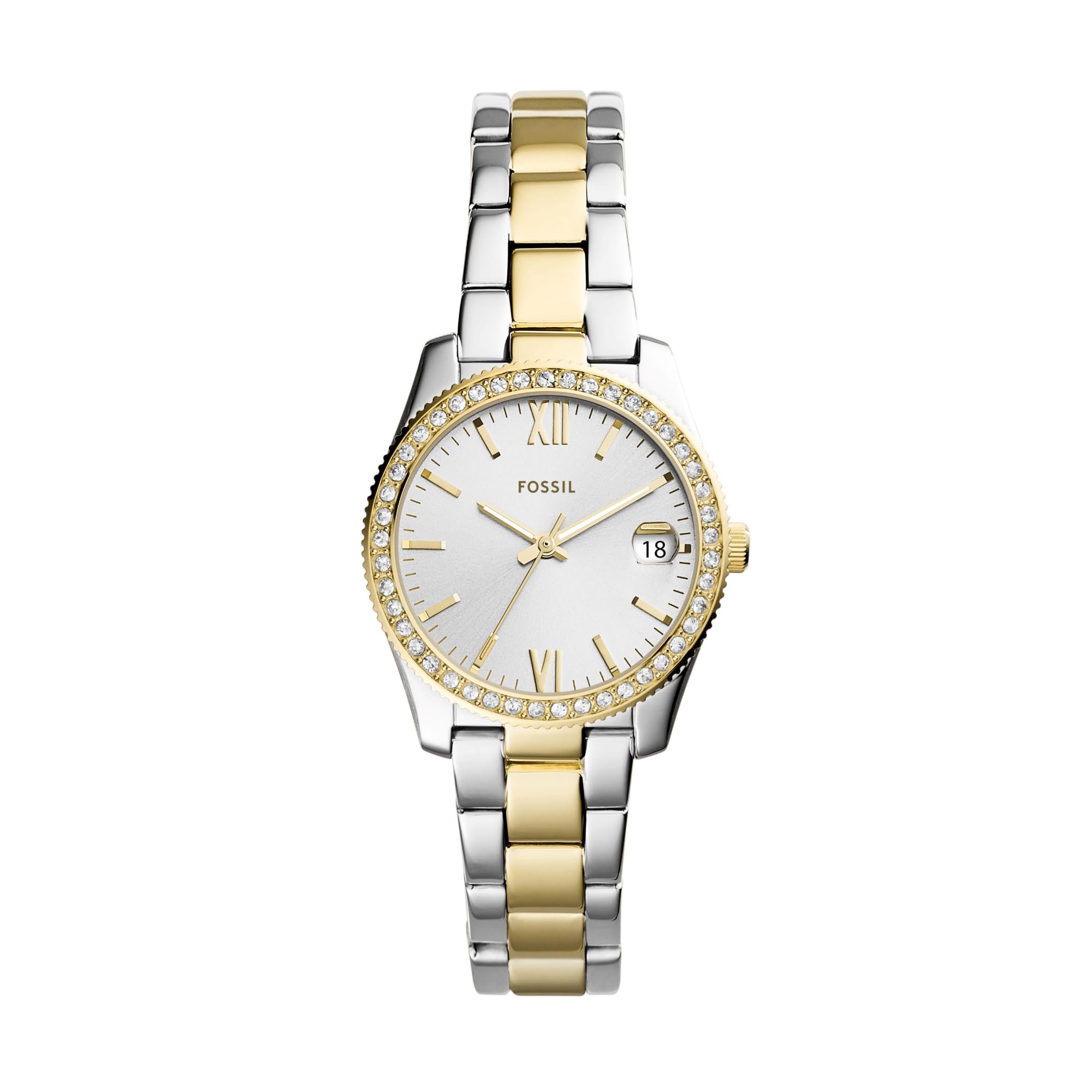 Fossil Ladies 32.00mm Quartz Watch with Gold Analogue dial and Two Tone Metal Bracelet Strap ES4319