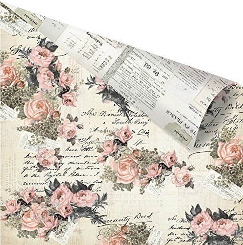 Prima marketing vintage floral 12x12 paper-pink promise…