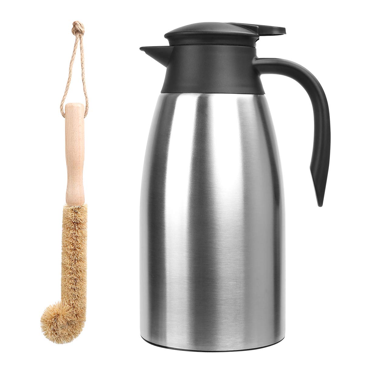 Photo 1 of Yummy Sam Thermal Coffee Carafe Stainless Steel 68oz(2 Lifter) Double Walled Vacuum Coffee Water Beverage Dispenser 12 Hour Heat Retention/24 Hour Cold Retention (Silver)