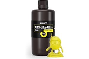 ELEGOO ABS-Like Ultra Photopolymer 3D Printer Resin, 365-405nm UV-Curing Resin, Fluorescent Colors, High Toughness, Compatible with Mars Saturn Jupiter MSLA LCD DLP Resin 3D Printers, Neon-Lemon 1000g