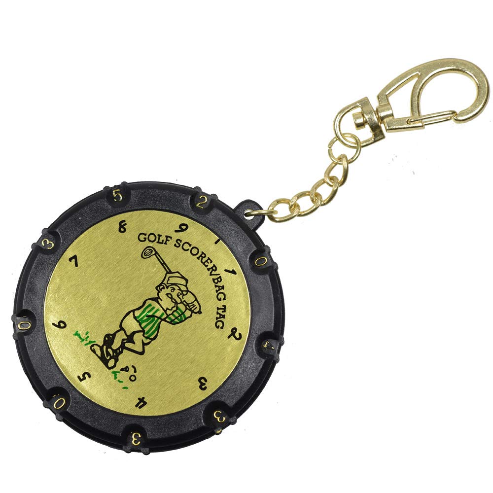 CENPEK Golf Score Stroke Counter 18 Holes 9 Shots Golf Score Keeper with Clip Keychain-Gold