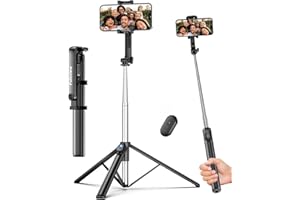 Fuloview 67‘’ Selfie Stick Travel Tripod, Extendable Tripod for iPhone with Wireless Remote Control and Phone Holder, iPhone Stand for Photograph, Compatible with All Cell Phones, Black