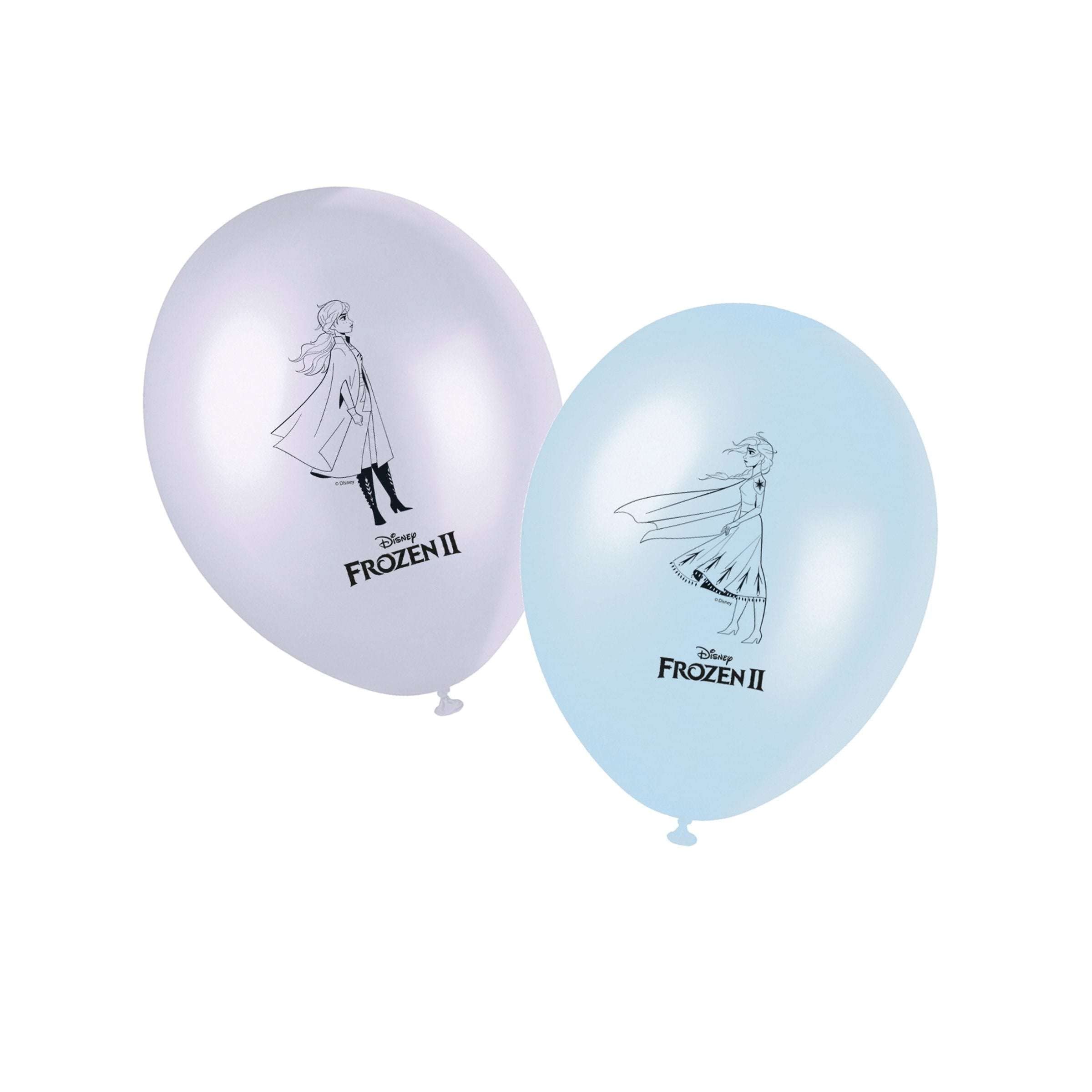 Procos 91133 Frozen 2 Balloons, Pack of 8, Diameter 21 cm, Printed, Light Blue, White, Latex Balloons, Birthday, Decoration