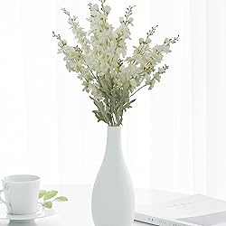 MINYULUA 6pcs Artificial Delphinium Flowers White